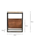nkuku Alera mango wood and leather magazine rack side table - British product