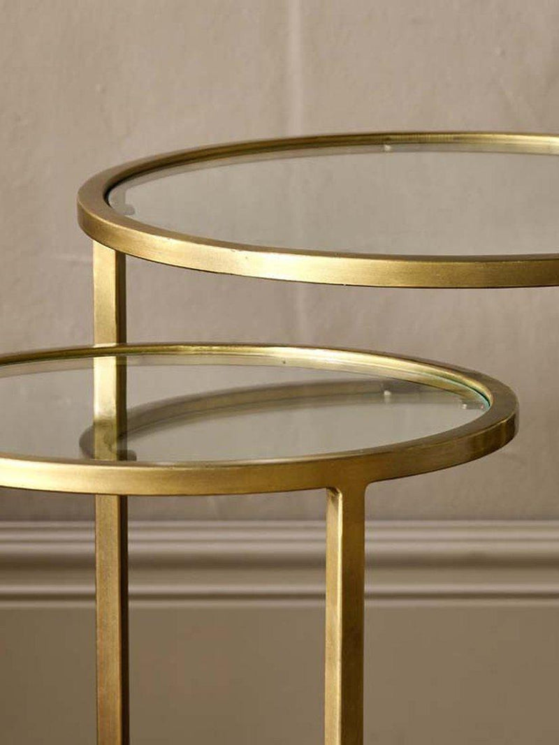 nkuku nesting side tables brass finish set of 2 (British brand)