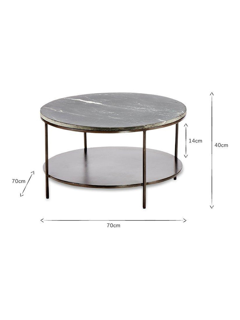 nkuku Karoko round marble coffee table 70cm, UK version