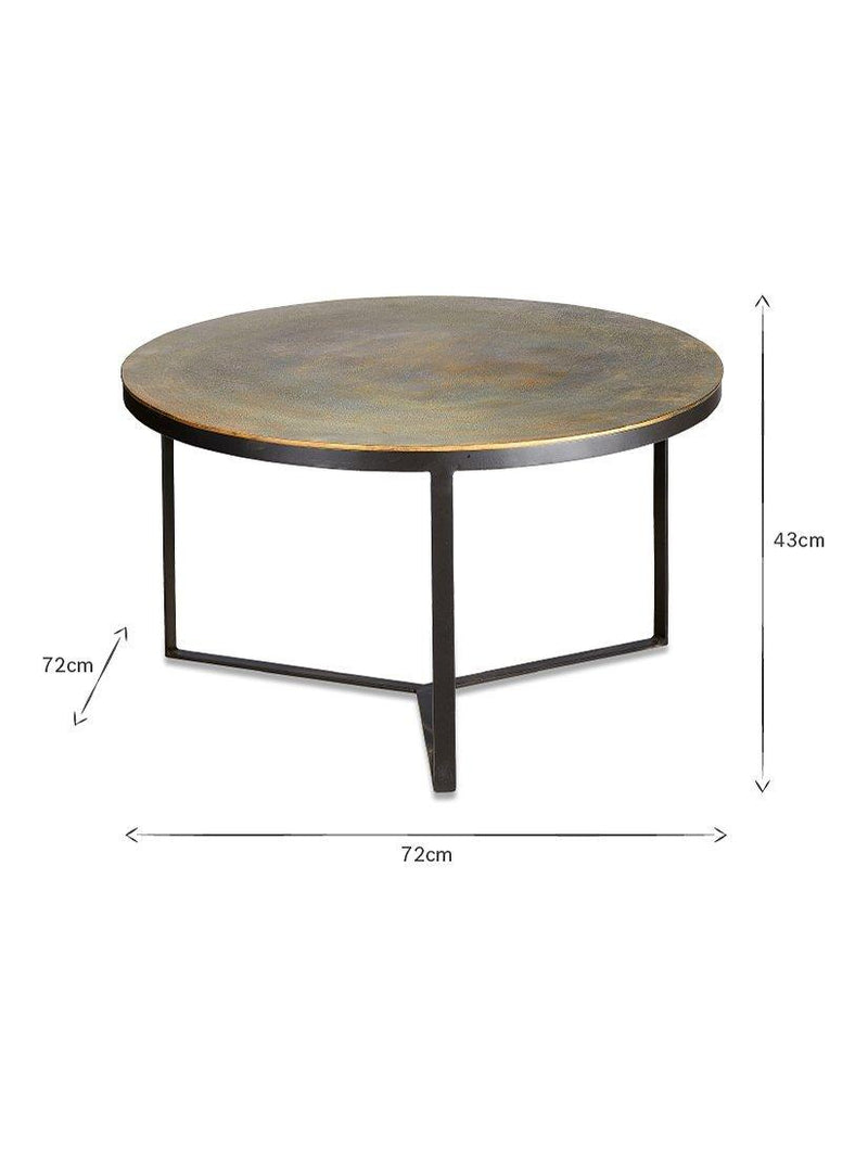 nkuku Maba coffee table antique brass, UK version