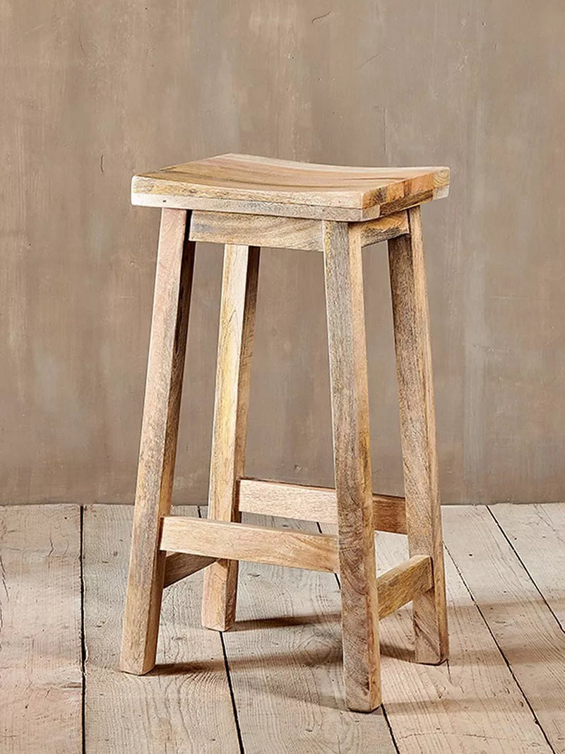 nkuku Ambi tall stool natural mango wood, imported from the UK