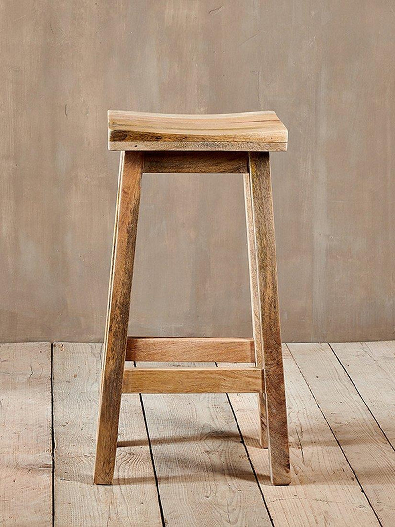 nkuku Ambi tall stool natural mango wood, imported from the UK