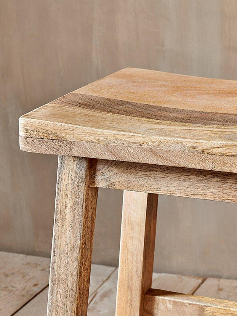 nkuku Ambi tall stool natural mango wood, imported from the UK