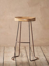 John Lewis Nkuku Loko Tall Stool Natural/Rust Mango Wood- Buy online at McGrocer