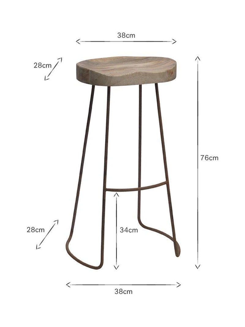 Nkuku Loko mango wood tall stool natural rust - British product
