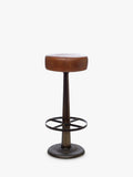 nkuku Narwana padded leather round stool 75cm height, UK version