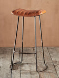 nkuku ribbed leather stool 75cm, imported from the UK