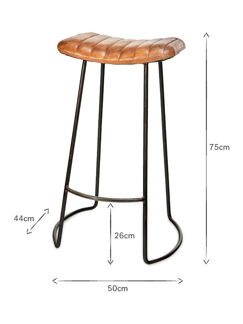 nkuku ribbed leather stool 75cm, imported from the UK