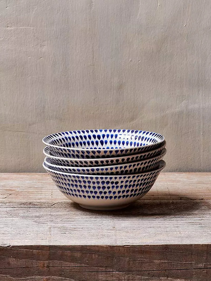 nkuku Indigo Drop ceramic cereal bowl 17cm - British product