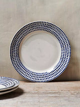 John Lewis nkuku Indigo Drop Ceramic Dinner Plate, Cream/Indigo, 28cm- Buy online at McGrocer