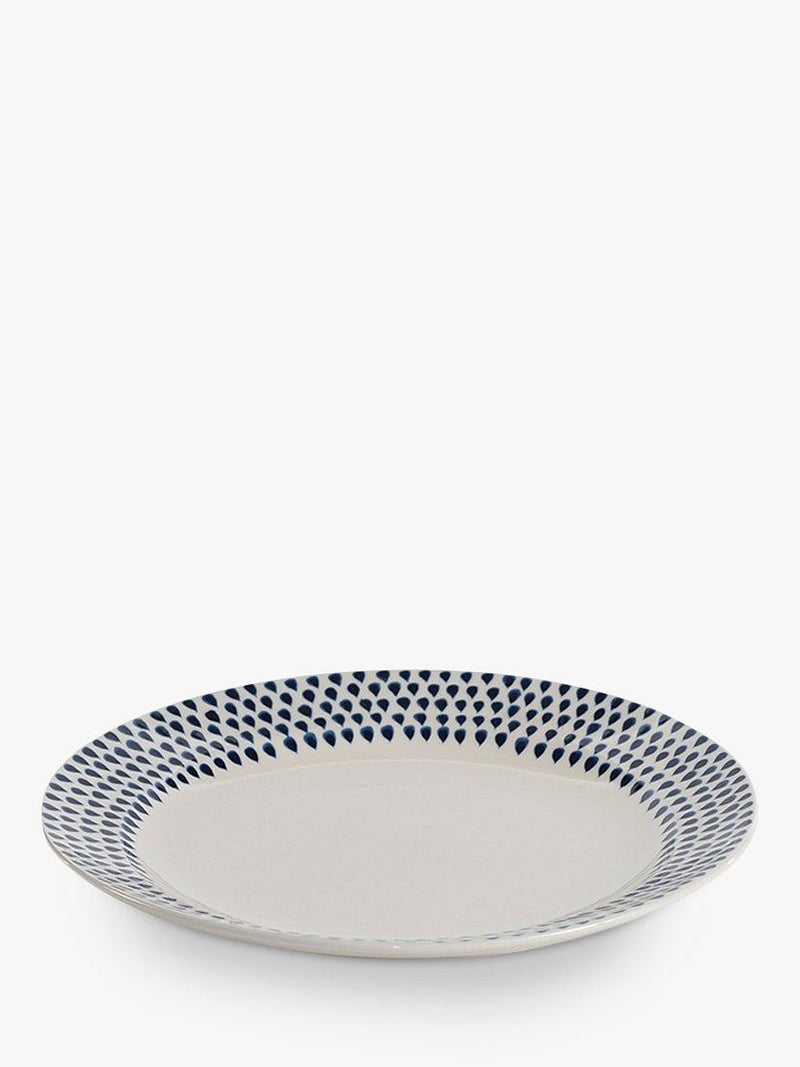 nkuku Indigo Drop ceramic dinner plate 28cm, UK version