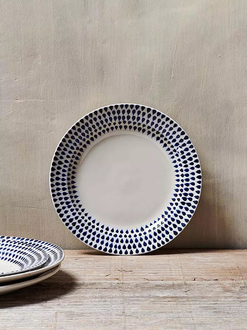 nkuku Indigo Drop ceramic side plate 22.5cm, UK version