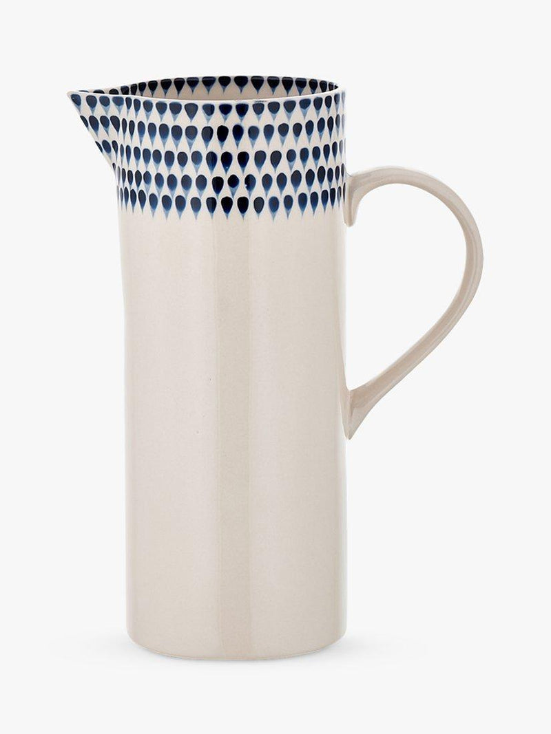 nkuku Indigo Drop ceramic jug 1L cream indigo, UK version