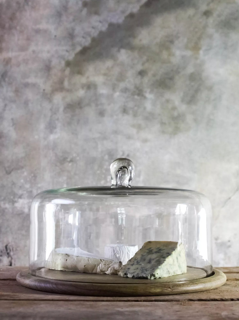 nkuku recycled glass cake dome 34cm, UK version