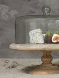 nkuku cake stand with recycled glass dome and mango wood 35.5cm, UK version
