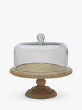 nkuku cake stand with recycled glass dome and mango wood 35.5cm, UK version