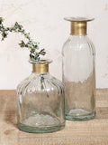 Nkuku Chara clear hammered glass vase 15cm height, imported from the UK
