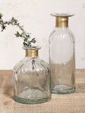 Nkuku Chara clear hammered glass vase 15cm height, imported from the UK