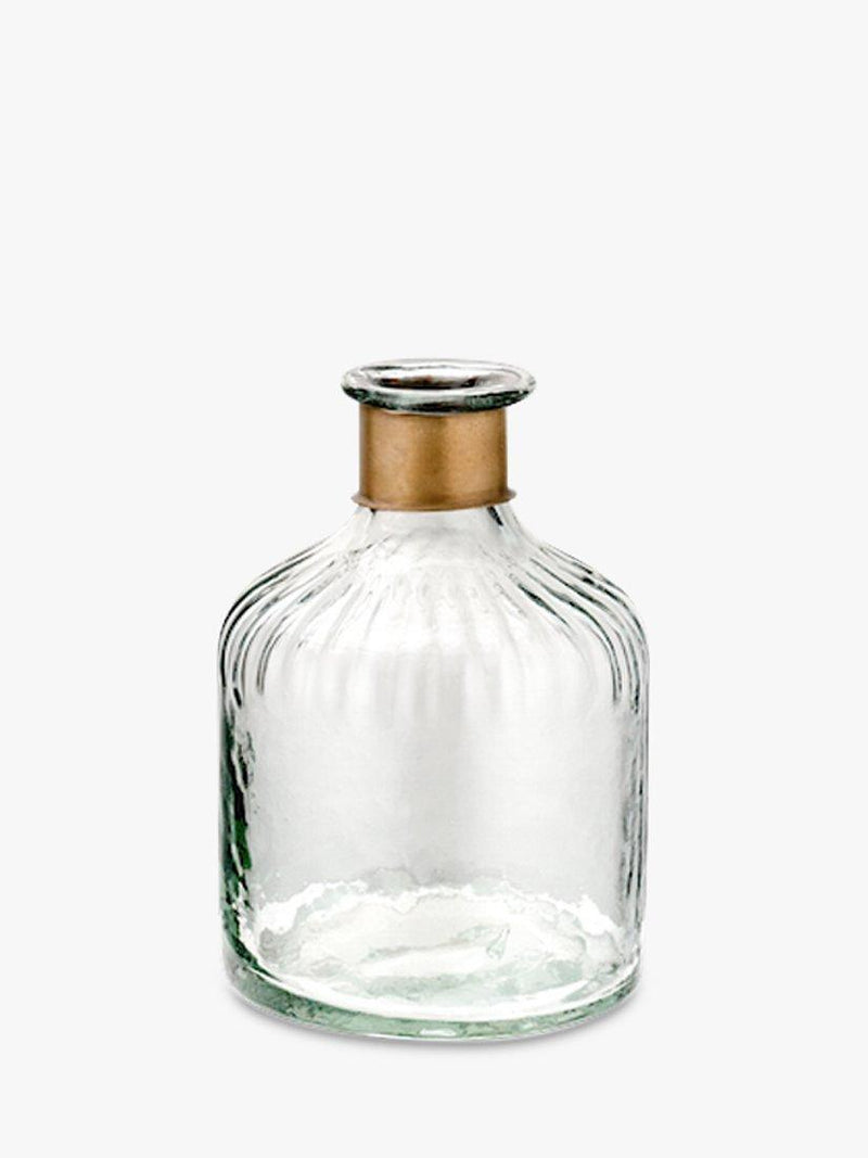 Nkuku Chara clear hammered glass vase 15cm height, imported from the UK