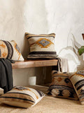 nkuku cushion cover in mustard and grey, imported from the UK