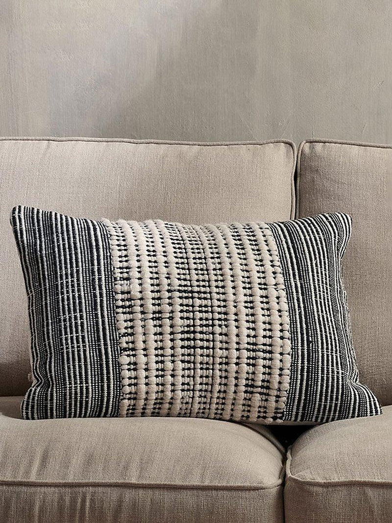nkuku Mika cushion cover natural black 60x40cm - British product
