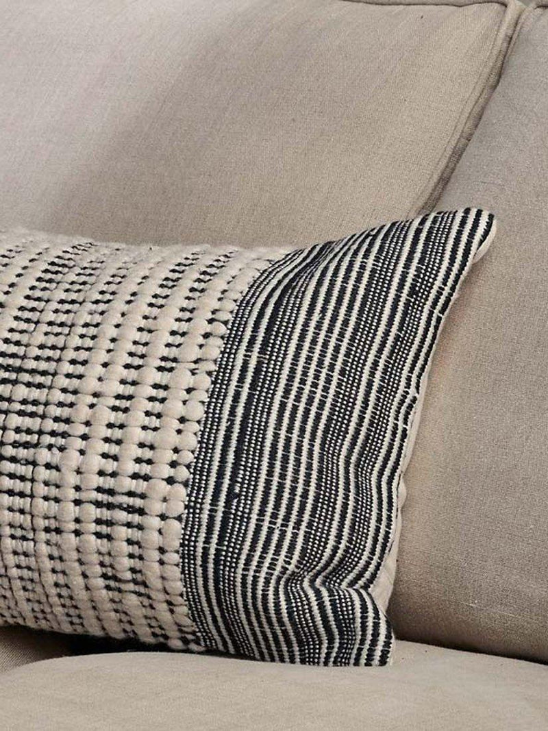 nkuku Mika cushion cover natural black 60x40cm - British product