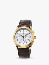 John Lewis Frederique Constant Men's Classics Chronograph Leather Strap Watch, Brown/White- Buy online at McGrocer