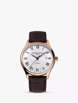 John Lewis Frederique Constant Classic Index Automatic Men's Watch, Brown Leather Strap, 40mm- Buy online at McGrocer