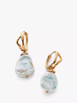 John Lewis Monica Vinader Keshi Pearl Large Hoop Earrings, Gold/White- Buy online at McGrocer