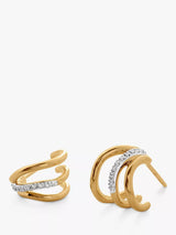 John Lewis Monica Vinader Riva Triple Wave Diamond Hoop Earrings Gold- Buy online at McGrocer