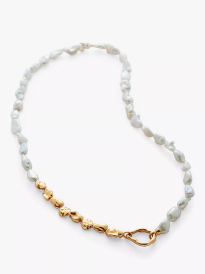 John Lewis Monica Vinader Molten Keshi Pearl Necklace Gold/White 45.5cm- Buy online at McGrocer
