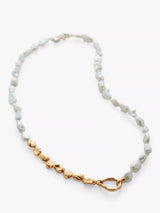 John Lewis Monica Vinader Molten Keshi Pearl Necklace Gold/White 45.5cm- Buy online at McGrocer