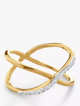 John Lewis Monica Vinader Kiss Diamond Cross Over Ring Gold- Buy online at McGrocer