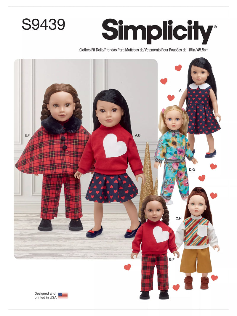 Simplicity sewing pattern doll outfits for 46cm dolls (British brand)