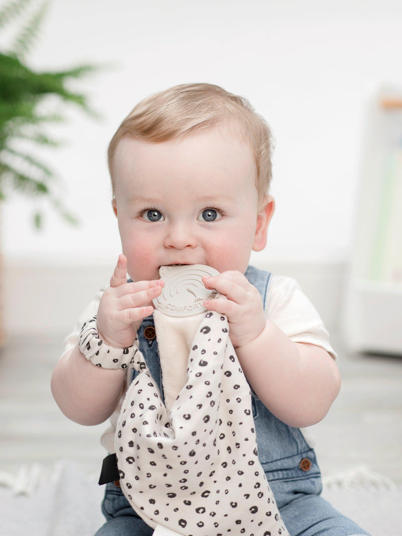 Cheeky Chompers baby teether comforter leopard spot, UK version