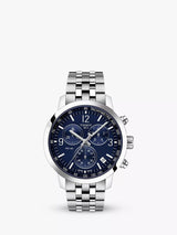 John Lewis Tissot PRC 200 Chronograph Date Watch Silver/Blue 43mm- Buy online at McGrocer
