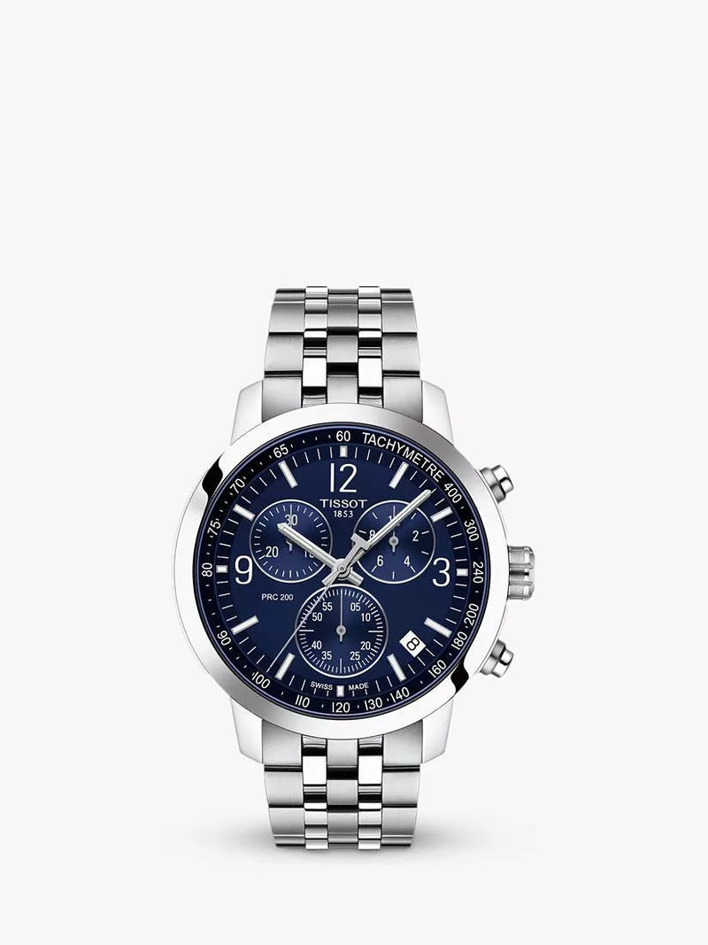 Tissot PRC 200 chronograph watch blue dial 43mm, imported from the UK