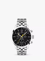 John Lewis Tissot PRC 200 Chronograph Date Watch Silver/Black 43mm- Buy online at McGrocer