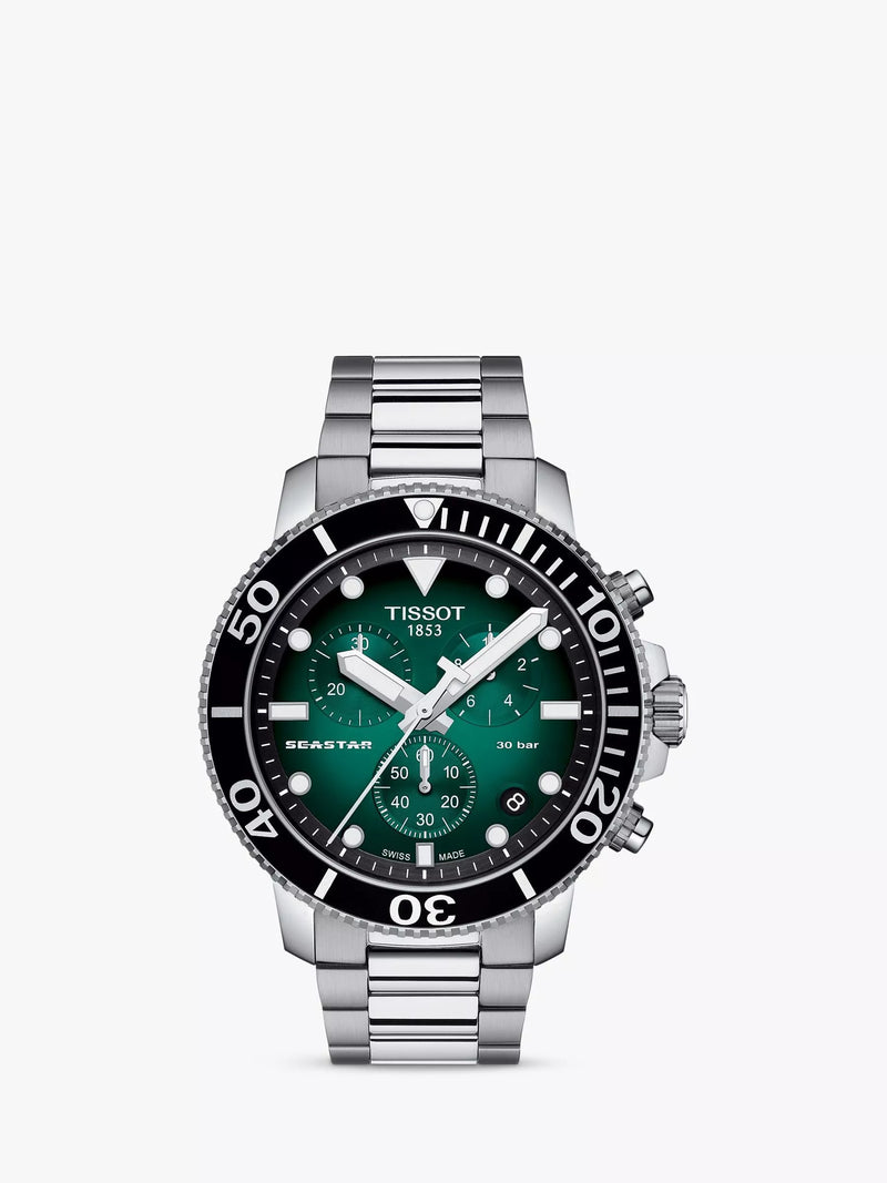 Tissot Seastar Chronograph watch green dial - British product
