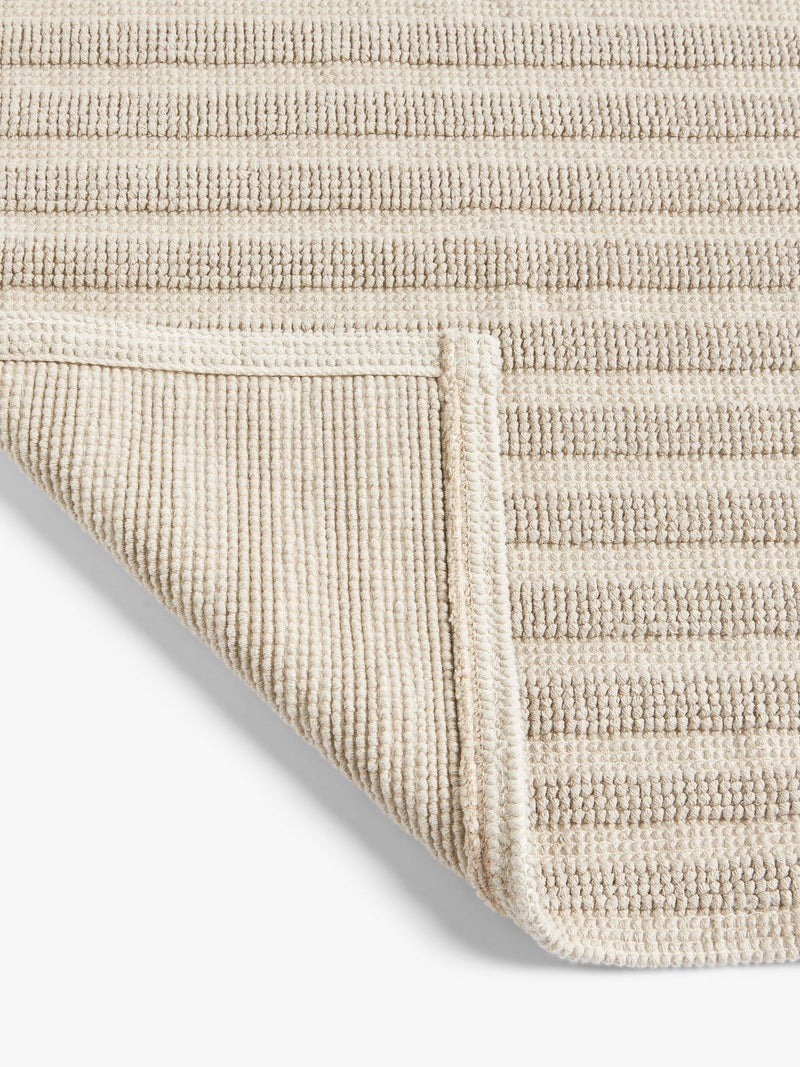 John Lewis linen blend stripe bath mat in natural, 50x80cm - British product