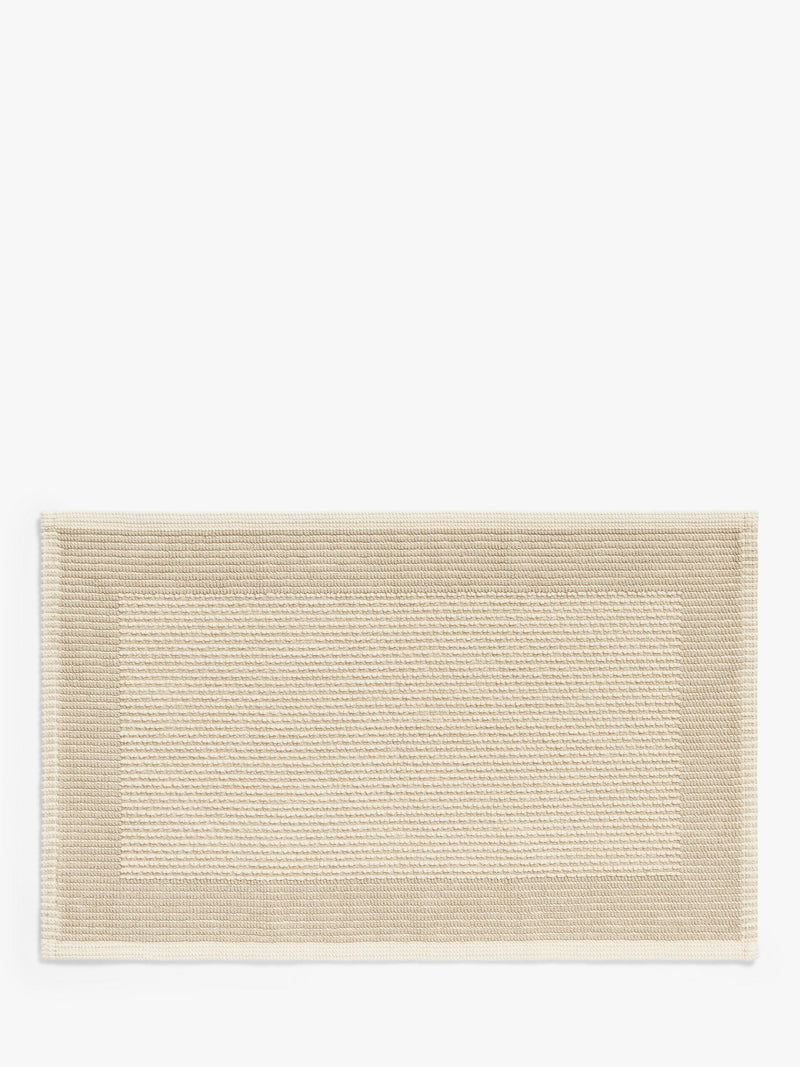 John Lewis Linen Blend Border Bath Mat in Natural, UK version