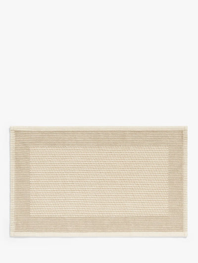 John Lewis John Lewis Linen Blend Border Bath Mat, Natural- Buy online at McGrocer