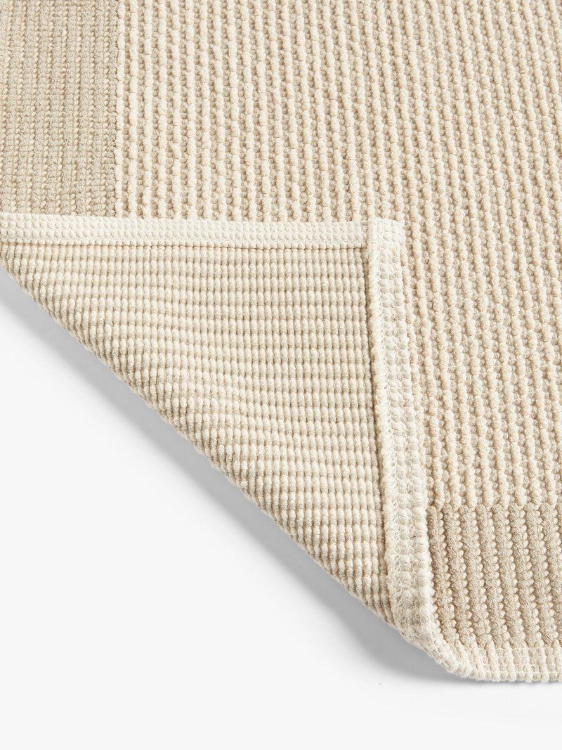 John Lewis Linen Blend Border Bath Mat in Natural, UK version