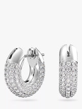 John Lewis Swarovski Dextera Crystal Pave Hoop Earrings, Silver- Buy online at McGrocer