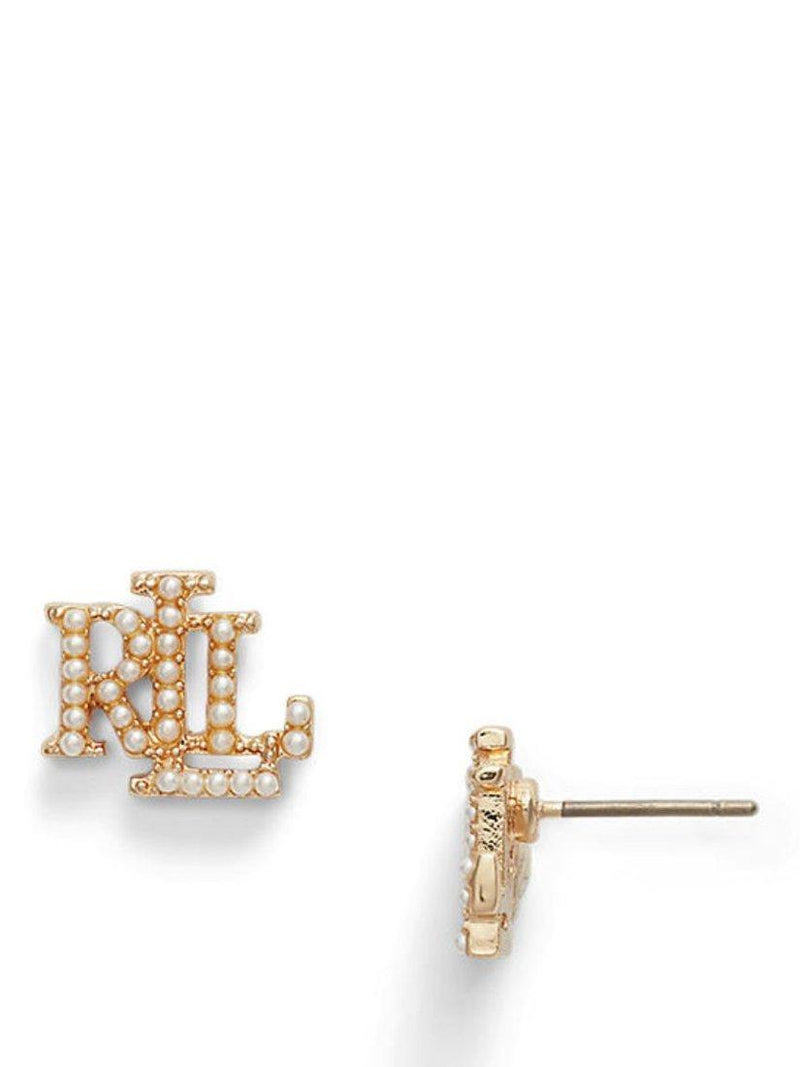 Ralph Lauren faux pearl stud earrings gold tone, UK version