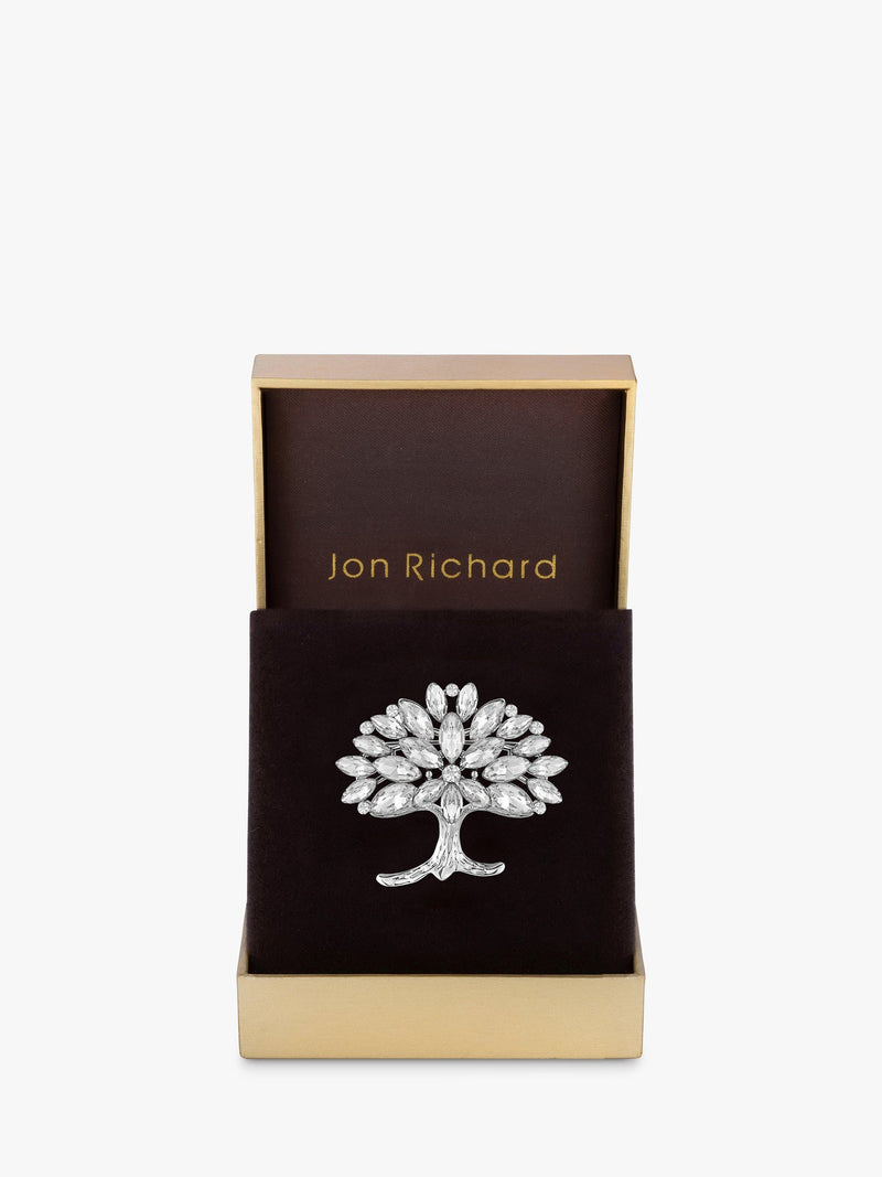Jon Richard cubic zirconia Tree of Love silver brooch, UK version