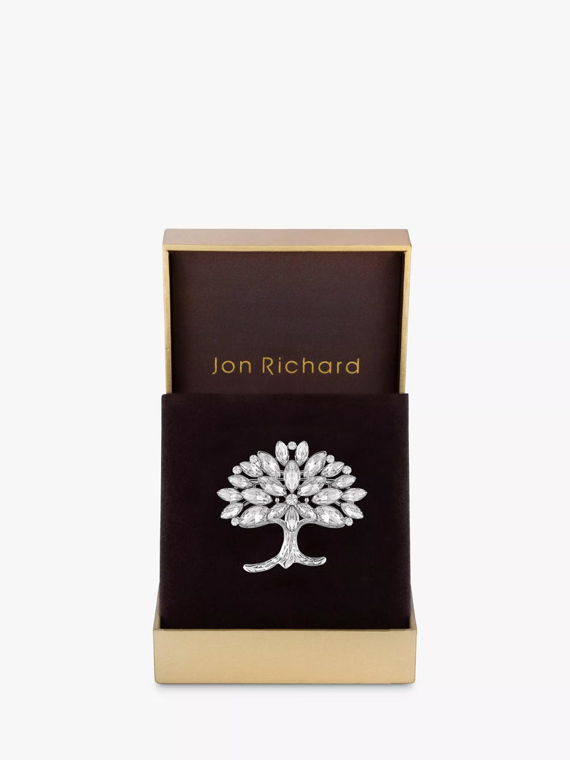 Jon Richard cubic zirconia Tree of Love silver brooch, UK version