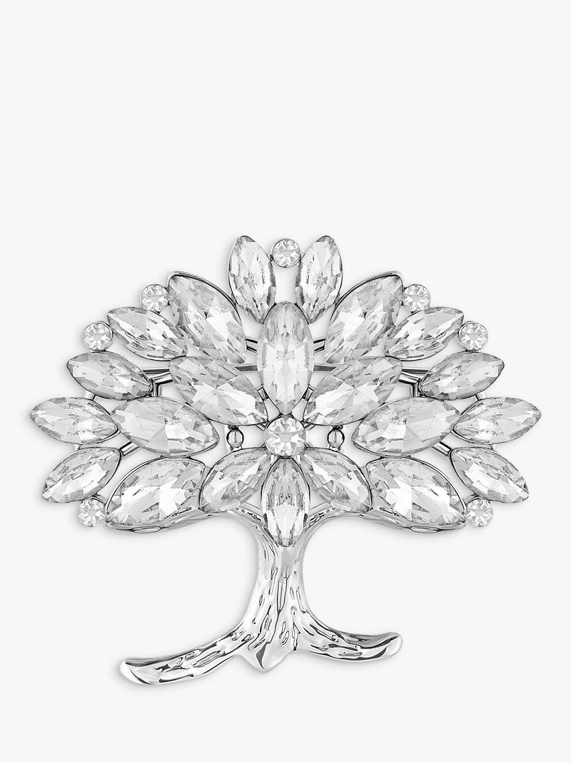 Jon Richard cubic zirconia Tree of Love silver brooch, UK version