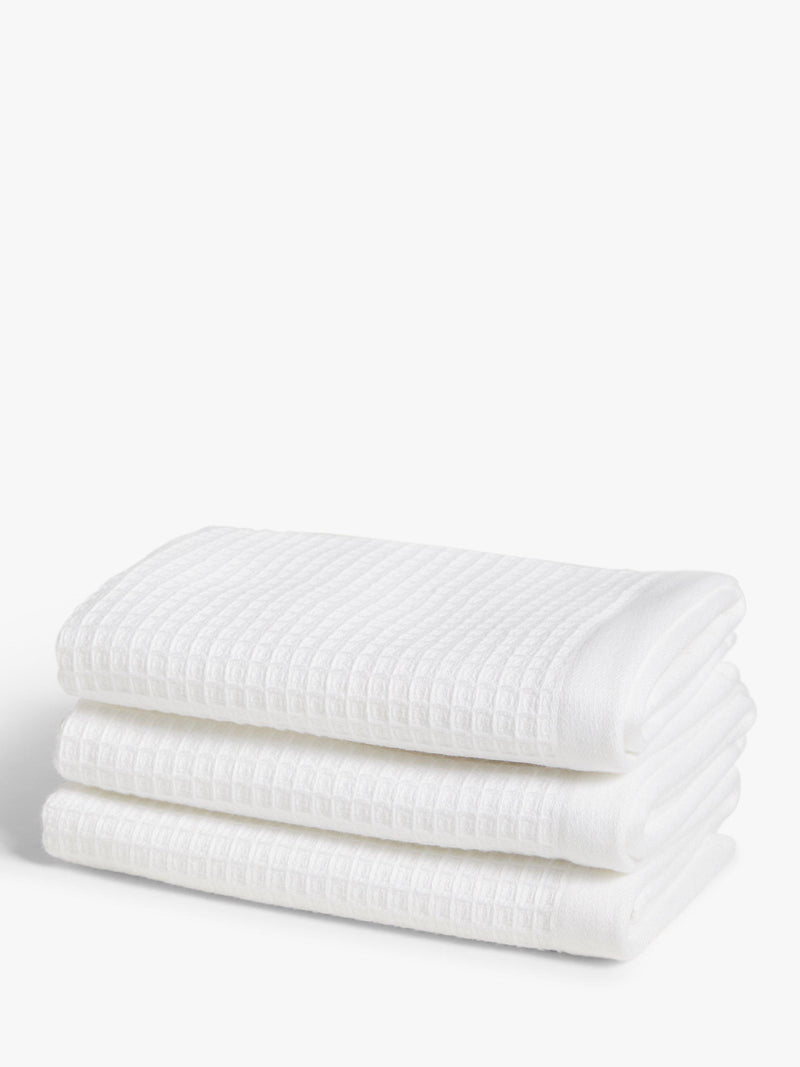 John Lewis white waffle face cloths pack of three, UK version