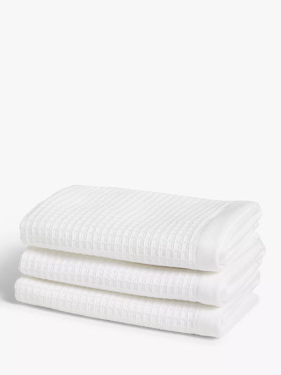 John Lewis Pure Cotton Waffle Face Cloths, Pack of 3, White- Buy online at McGrocer